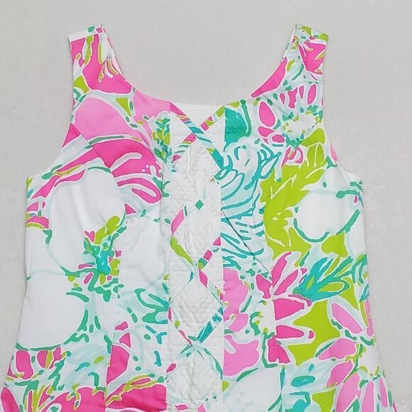 𝅺LILLY Pulitzer Cathy Flamingo Pink Don't Give A Cluck Shift Dress 00 - Picture 3 of 12